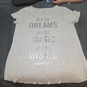 Gray Graphic Tee with Silver Text